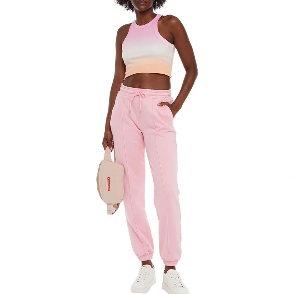 WSLY The Weekend Cropped  Degrade Organic Cotton Jersey Tank Pink Size XL - Picture 2 of 3